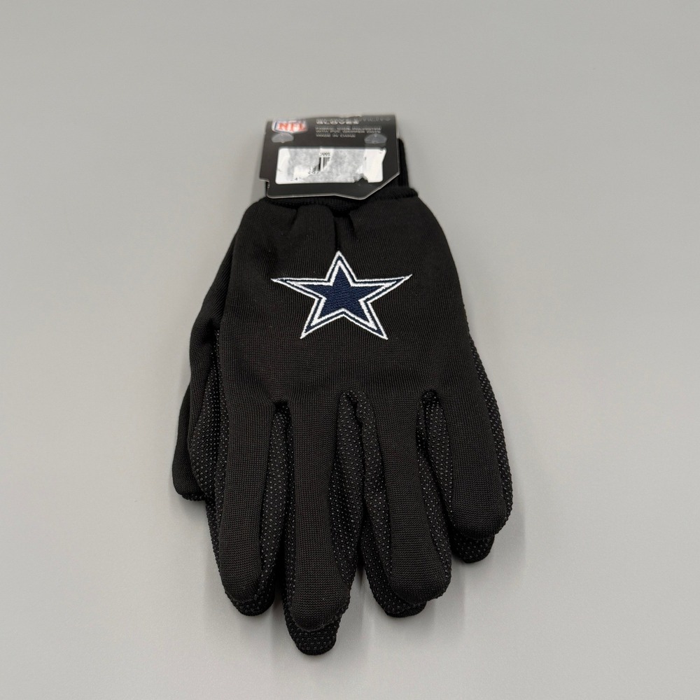 NFL Dallas Cowboys Gloves Mens OSFM Black Utility Grip Star Logo Football Fan